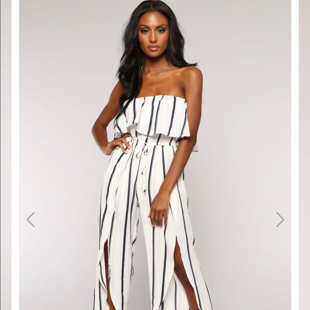 Fashion Nova Striped Jumpsuit medium with tags